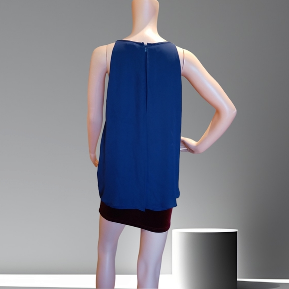 Alice Collection Women's Sleeveless Layered Scoop Neck Tank Blouse Navy Blue - Picture 5 of 16